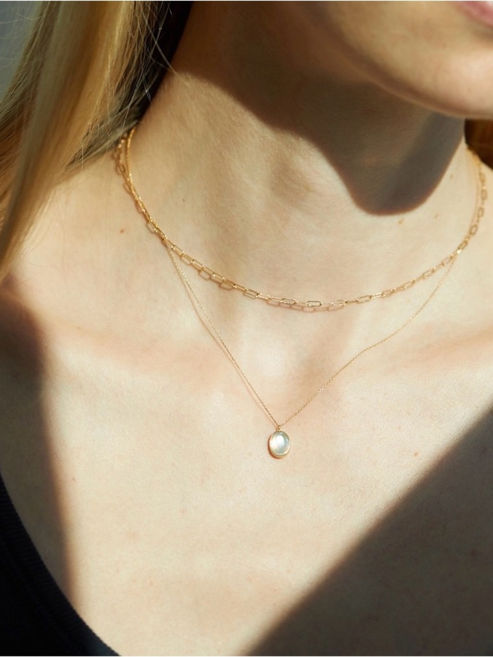 Catbird Sorcerer’s Pendant, 14k Moonstone Oval Pendant Necklace - 16 inch length - Picture 3 of 6